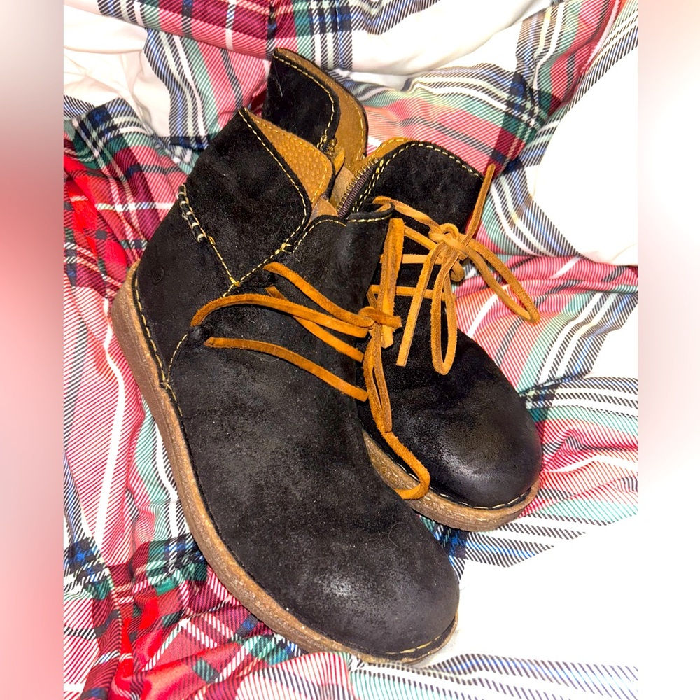 BORN black leather booties